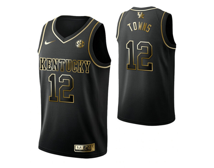 Youth Karl-Anthony Towns Kentucky Wildcats Black Golden Edition Replica College Basketball Jersey