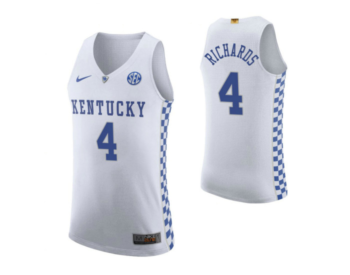 Youth Kentucky Wildcats #4 Nick Richards White Replica College Basketball Jersey