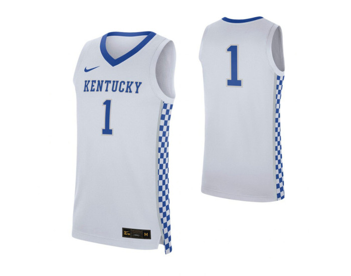 Kentucky Wildcats #1 Authentic College Basketball Jersey White