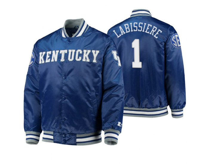 Kentucky Wildcats Skal Labissiere Royal O-Line Varsity Full-Button Satin Jacket