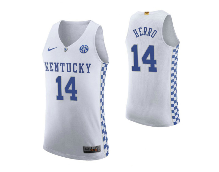 Kentucky Wildcats #14 Tyler Herro White Replica College Basketball Jersey