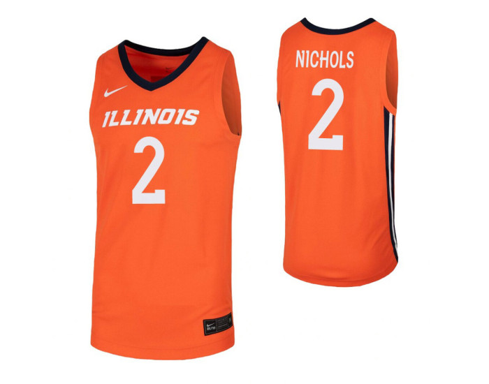 Kipper Nichols Authentic College Basketball Jersey Orange Illinois Fighting Illini