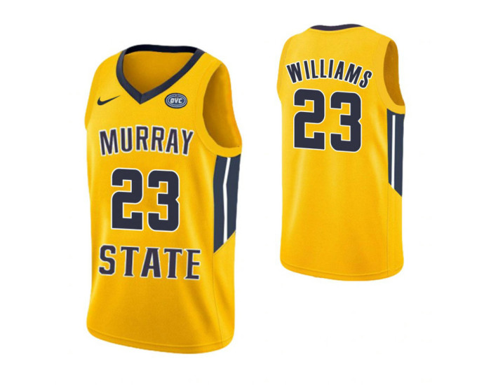 Murray State Racers #23 KJ Williams Replica College Basketball Jersey Yellow