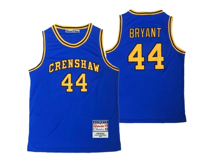 Lakers Kobe Bryant #44 Basketball Crenshaw High School Authentic College Basketball Jersey Blue