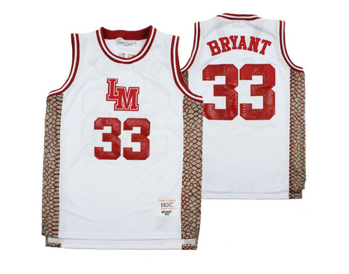 Youth Lower Merion Kobe Bryant #33 Aternate High School Basketball Authentic College Basketball Jersey White