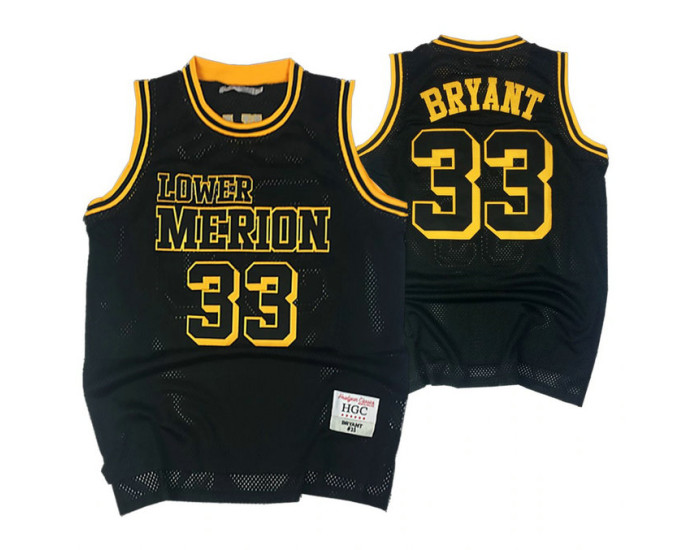 Youth Lower Merion Kobe Bryant #33 City High School Basketball Authentic College Basketball Jersey Black