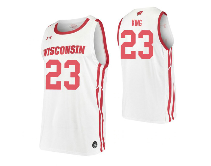 Youth Wisconsin Badgers #23 Kobe King White Authentic College Basketball Jersey