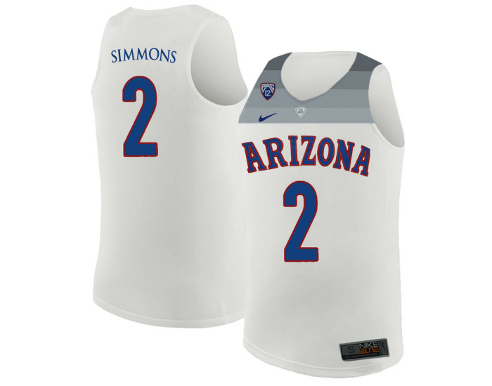 Arizona Wildcats #2 Kobi Simmons Authentic College Basketball Jersey White