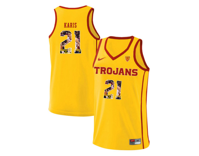 Youth USC Trojans #21 Kurt Karis Replica College Basketball Jersey Yellow