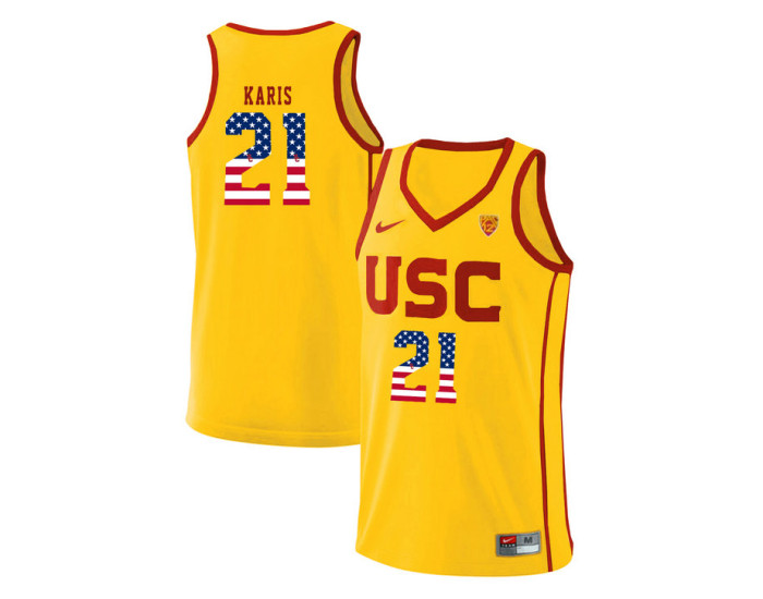 Youth USC Trojans #21 Kurt Karis Replica College Basketball Jersey Yellow