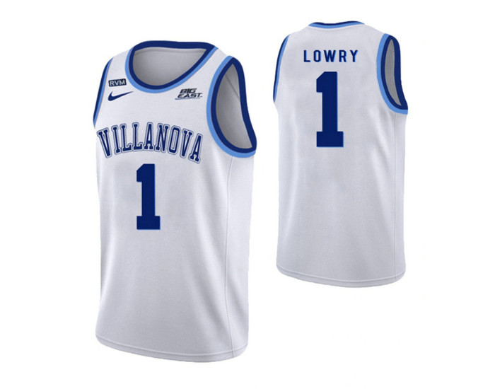 Villanova Wildcats #1 Kyle Lowry Authentic College Basketball Jersey White