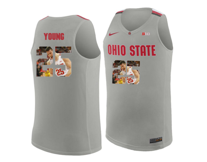 Youth Ohio State Buckeyes #25 Kyle Young Authentic College Basketball Jersey Gray