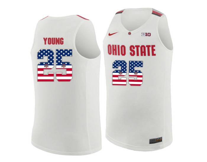 Youth Ohio State Buckeyes #25 Kyle Young Authentic College Basketball Jersey White