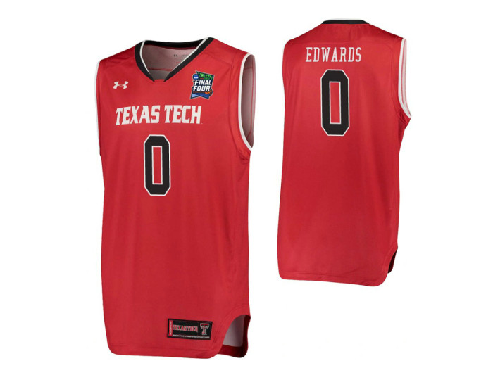 Texas Tech Red Raiders #0 Kyler Edwards Red Authentic College Basketball Jersey