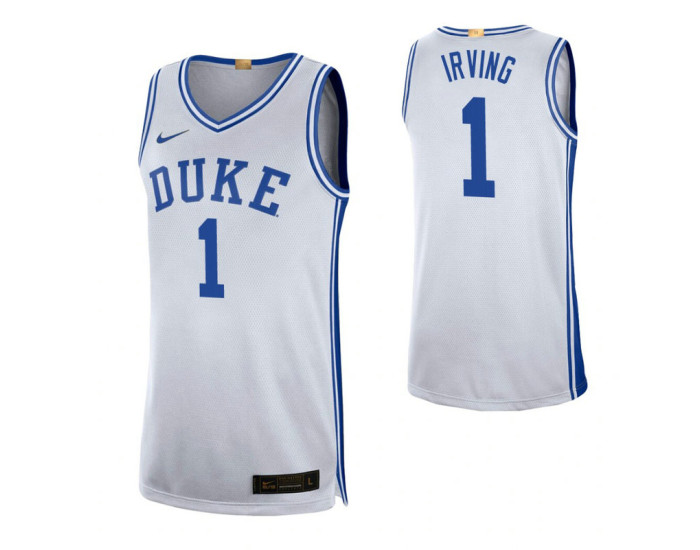 Duke Blue Devils #1 Kyrie Irving White Authentic College Basketball Jersey