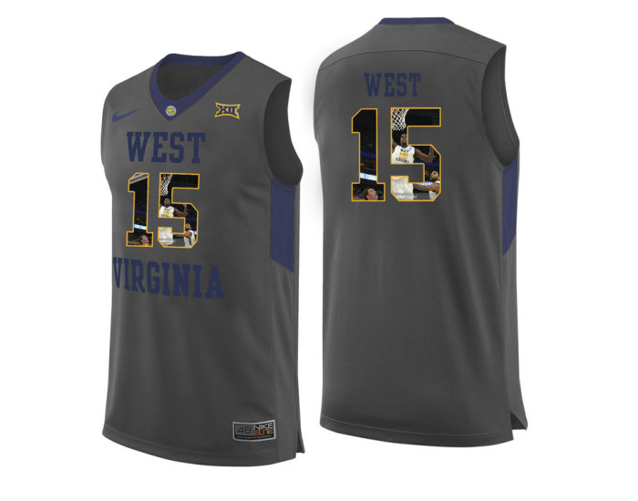 West Virginia Mountaineers #15 Lamont West Authentic College Basketball Jersey Gray
