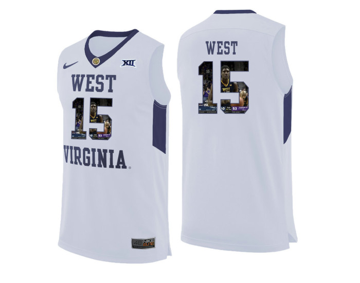 West Virginia Mountaineers #15 Lamont West Replica College Basketball Jersey White