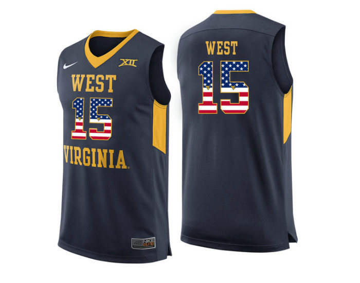 West Virginia Mountaineers #15 Lamont West Authentic College Basketball Jersey Navy
