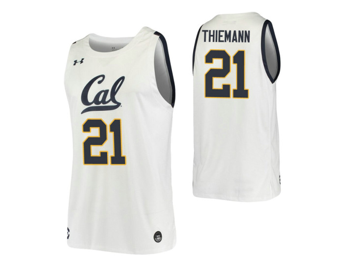 California Golden Bears #21 Lars Thiemann White Authentic College Basketball Jersey