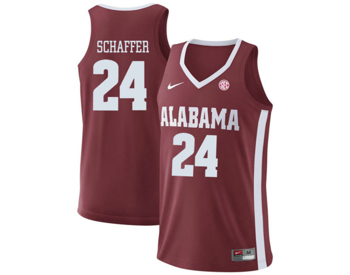 Alabama Crimson Tide #24 Lawson Schaffer Authentic College Basketball Jersey Red