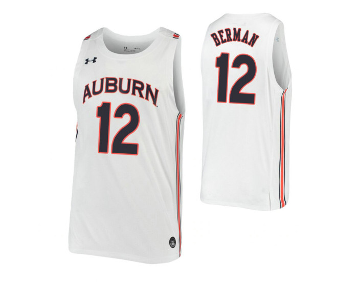Youth Auburn Tigers #12 Lior Berman White Authentic College Basketball Jersey
