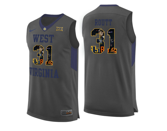 Youth West Virginia Mountaineers #31 Logan Routt Replica College Basketball Jersey Gray