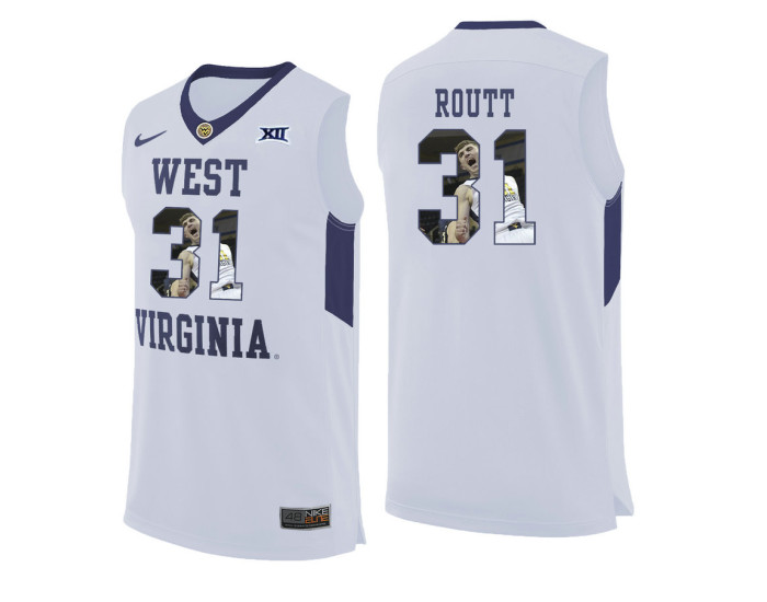 West Virginia Mountaineers #31 Logan Routt Authentic College Basketball Jersey White