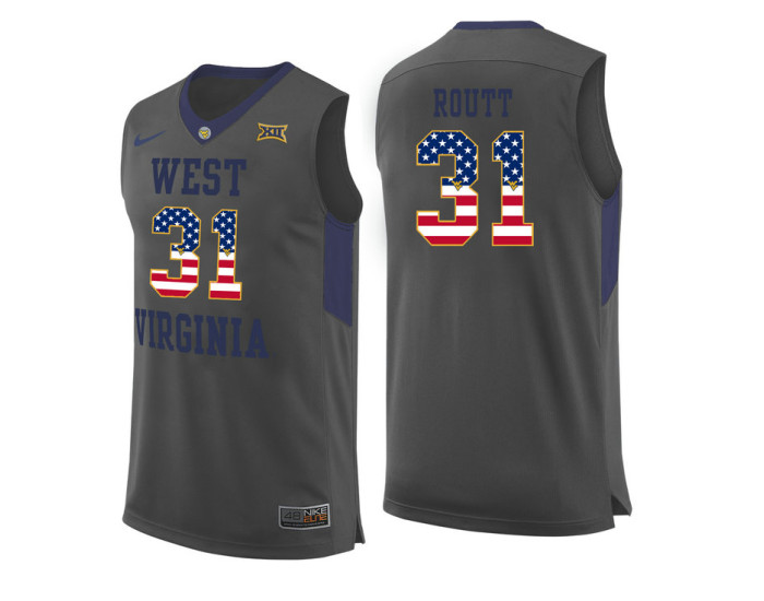 Youth West Virginia Mountaineers #31 Logan Routt Authentic College Basketball Jersey Gray