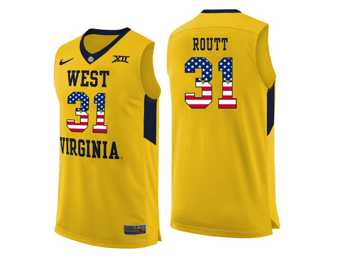 Youth West Virginia Mountaineers #31 Logan Routt Replica College Basketball Jersey Yellow