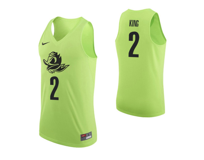 Oregon Ducks #2 Louis King Authentic College Basketball Jersey Apple Green