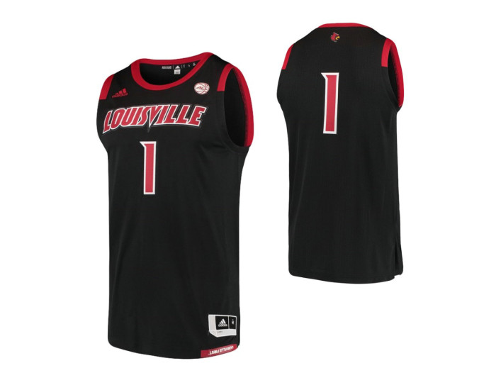 Louisville Cardinals #1 Basketball Adidas Authentic College Basketball Jersey Black