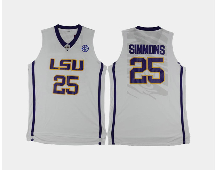 Youth LSU Tigers #25 Ben Simmons White Alternate Replica College Basketball Jersey