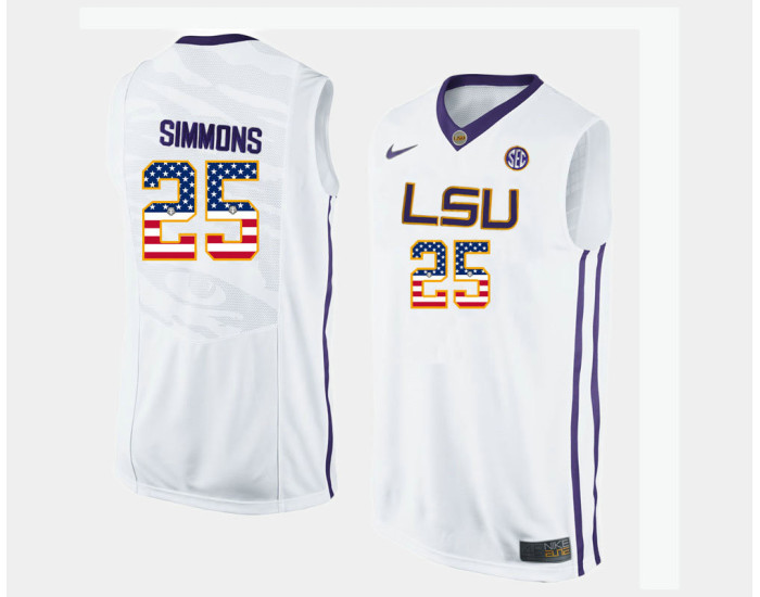Youth LSU Tigers #25 Ben Simmons White Alternate USA Flag Replica College Basketball Jersey