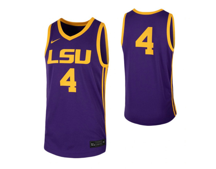 LSU Tigers #4 Authentic College Basketball Jersey Purple