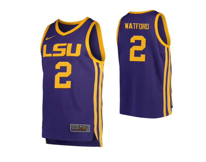 LSU Tigers Trendon Watford Authentic College Basketball Jersey Purple