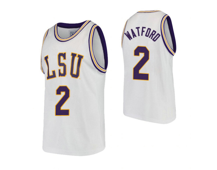 LSU Tigers Trendon Watford Authentic College Basketball Jersey White