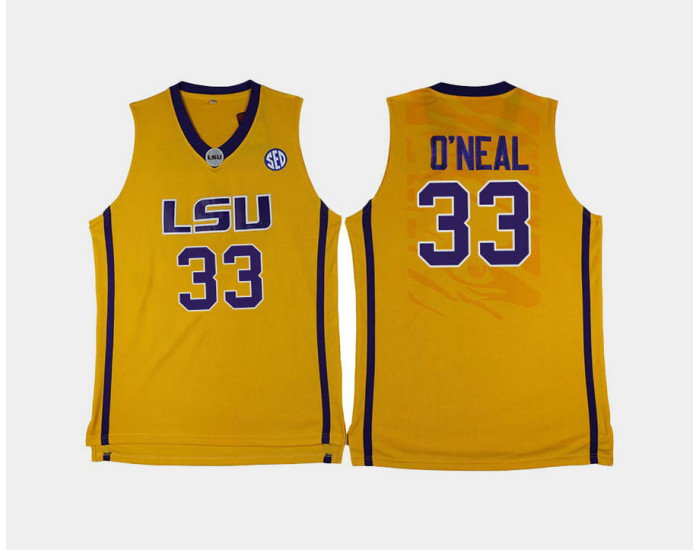 LSU Tigers #33 Shaquille O'Neal Gold Home Authentic College Basketball Jersey