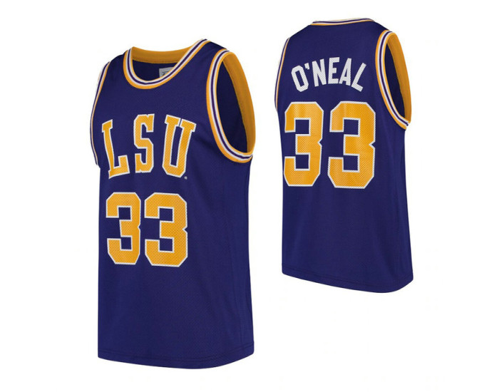 LSU Tigers #33 Shaquille O'Neal Purple Authentic College Basketball Jersey