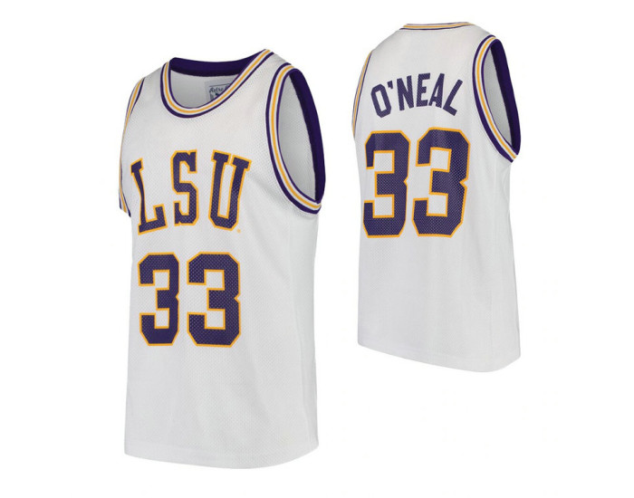 Youth LSU Tigers #33 Shaquille O'Neal White Replica College Basketball Jersey