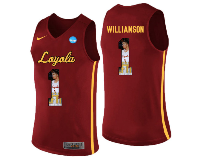 Youth Loyola (Chi) Ramblers #1 Lucas Williamson Replica College Basketball Jersey Red