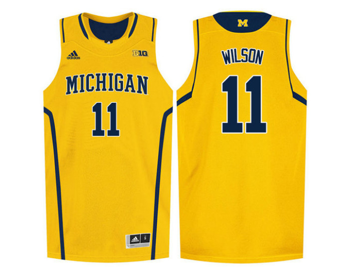 Youth Michigan Wolverines #11 Luke Wilson Replica College Basketball Jersey Gold