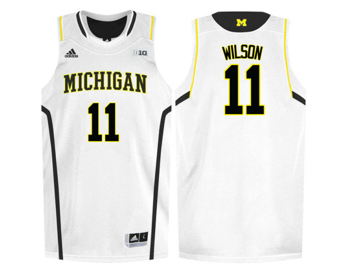 Youth Michigan Wolverines #11 Luke Wilson Authentic College Basketball Jersey White