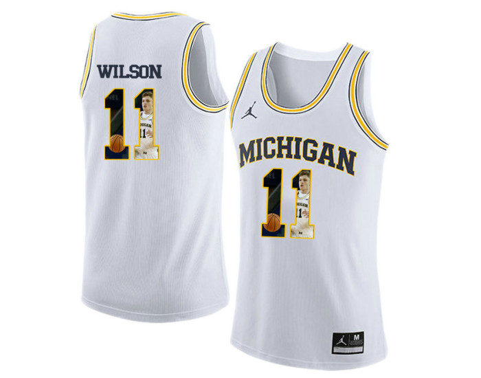 Michigan Wolverines #11 Luke Wilson Authentic College Basketball Jersey White