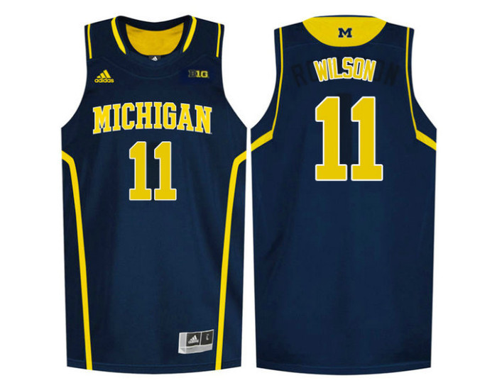 Michigan Wolverines #11 Luke Wilson Replica College Basketball Jersey Navy
