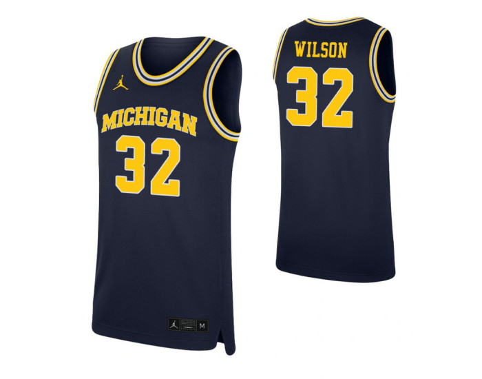 Youth Luke Wilson Replica College Basketball Jersey Navy Michigan Wolverines