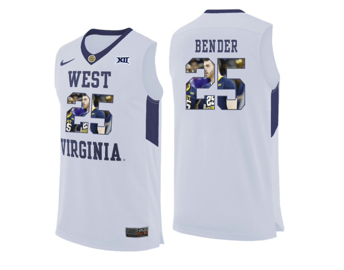 West Virginia Mountaineers #25 Maciej Bender Authentic College Basketball Jersey White