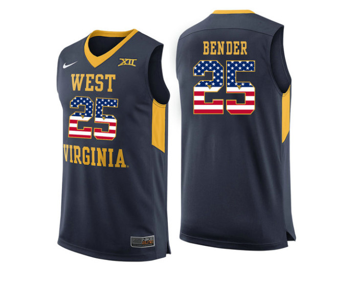 West Virginia Mountaineers #25 Maciej Bender Replica College Basketball Jersey Navy