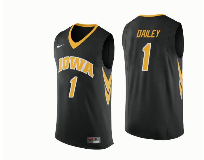 Iowa Hawkeyes #1 Maishe Dailey Replica College Basketball Jersey Black