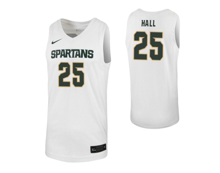 Malik Hall Authentic College Basketball Jersey White Michigan State Spartans