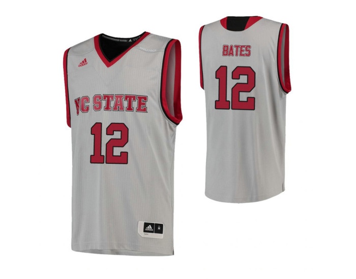 NC State Wolfpack 12 Manny Bates Authentic College Basketball Jersey Gray
